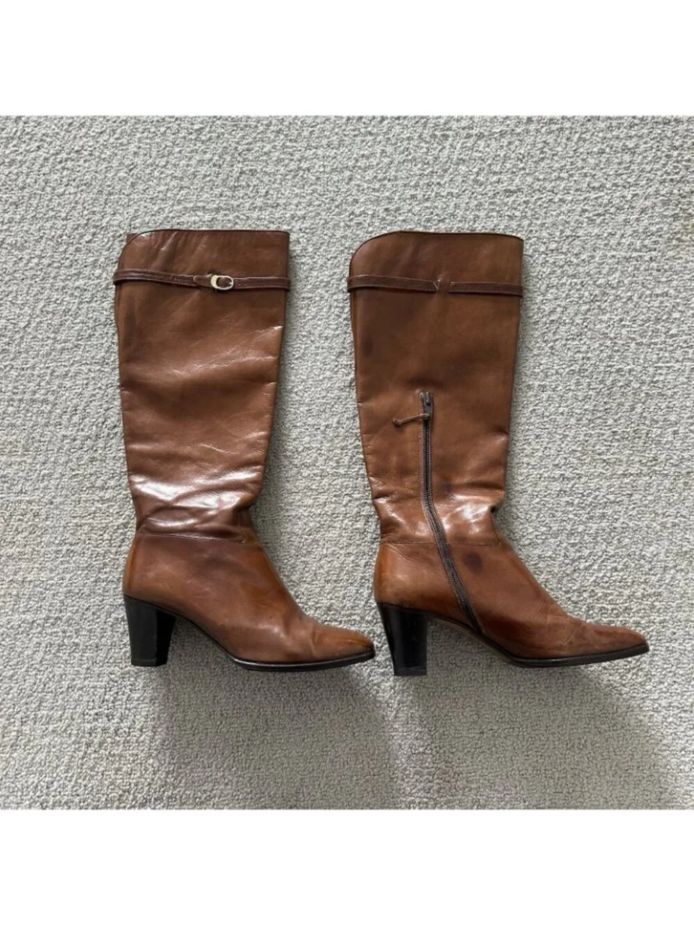 Vintage Salvatore Ferragamo Women’s Boots Cognac Brown Knee High Riding Size 5.5